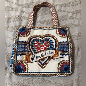 Brighton Believe in Love Print Canvas Tote Bag, Pet Theme Inner Pocket, Used